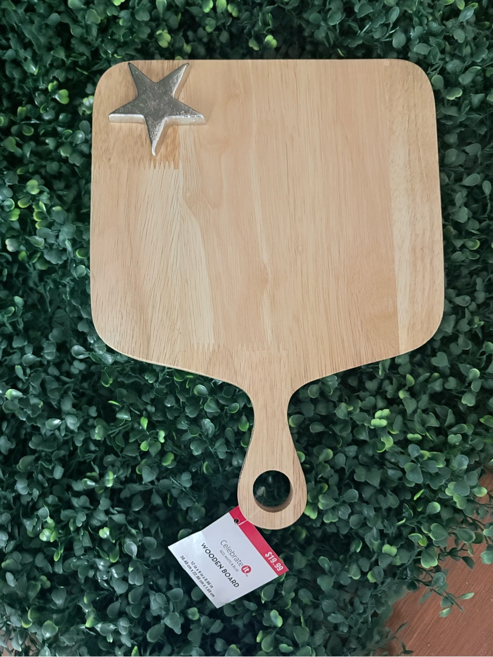 Celebrate It Natural Wood Paddle Board with Silver Star Accent